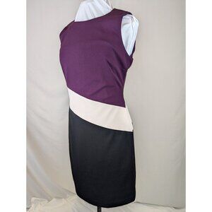 Tommy Hilfiger Womens Purple Cream Blk Knit Sleeveless Bodycon Sheath Dress Sz 8